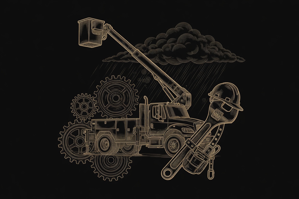 Contractor equipment — trucks, tools, storm crews